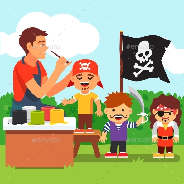 Kids Pirate Face Painting Party in Kindergarten - People Characters