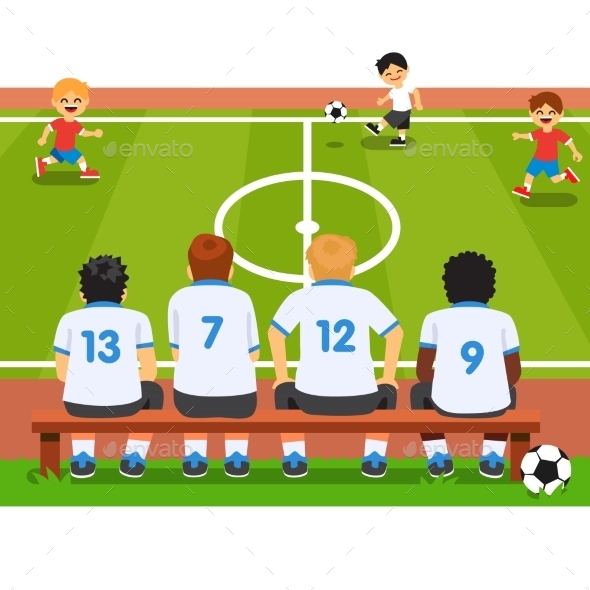 Children Soccer Team Sitting on a Bench - Sports/Activity Conceptual