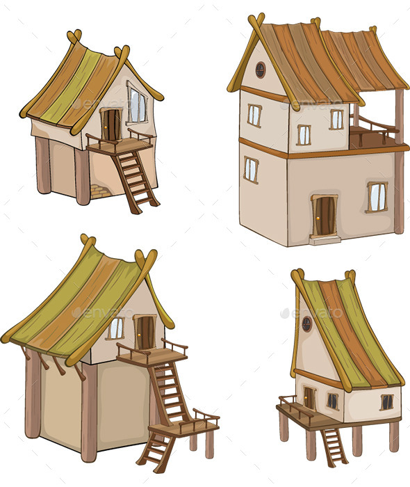Set of Vector Houses for Design - Buildings Objects