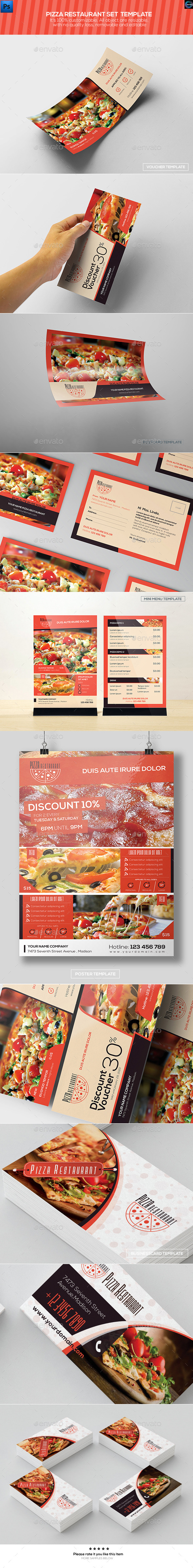 Pizaa Restaurant - Set Template - Food Menus Print Templates