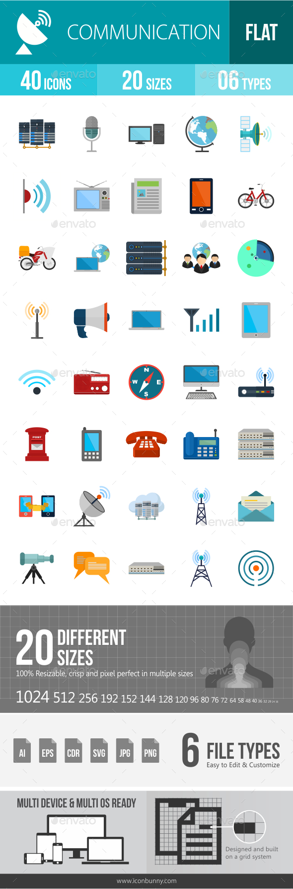 Communication Flat Multicolor Icons - Icons