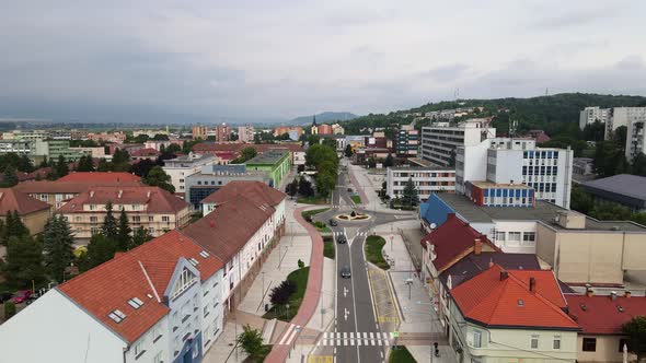 Aerial view of the town of Vranov nad Toplou in Slovakia alt