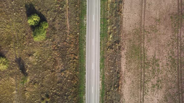 Asphalt Road Without Cars Aerial View