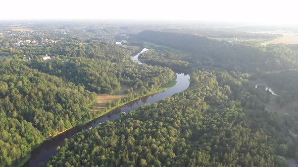 Drone Footage of Green River Valley in Latvia