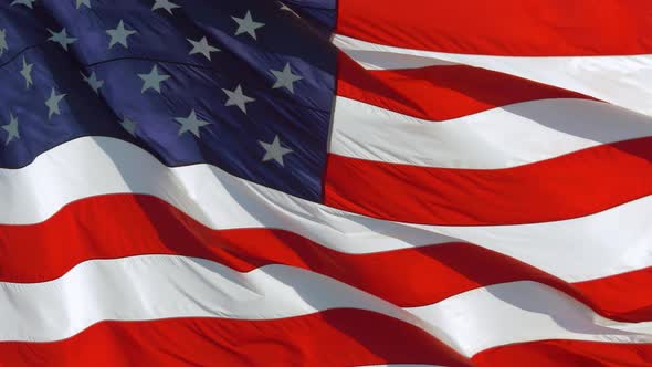 USA Flag Waving Textile Fabric Textured Background