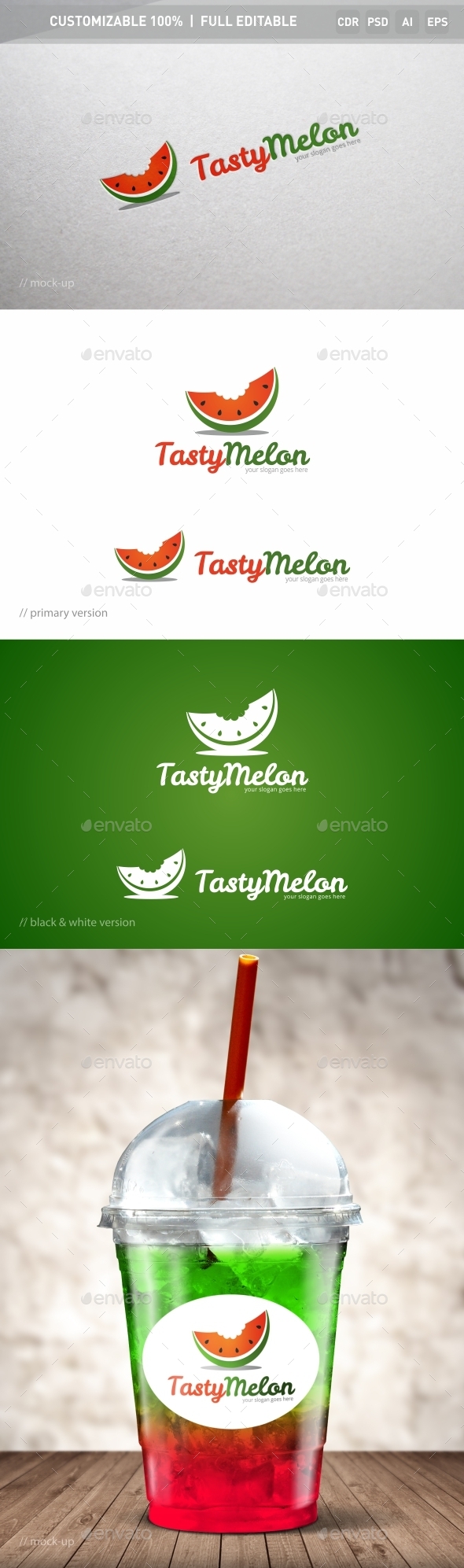Tasty Melon Logo Template - Food Logo Templates