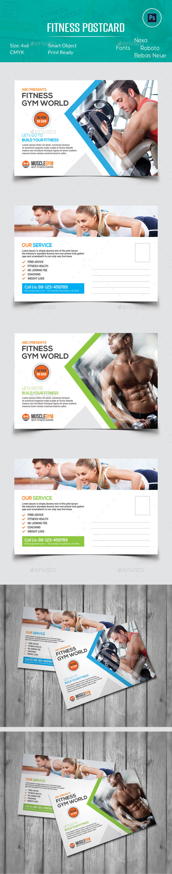 Fitness Postcard - Cards & Invites Print Templates