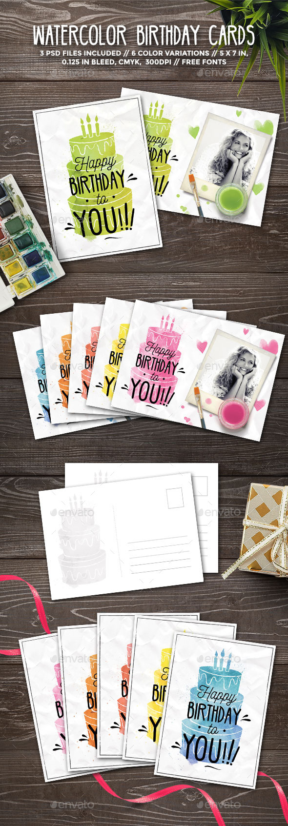 Watercolor Birthday Cards - Birthday Greeting Cards