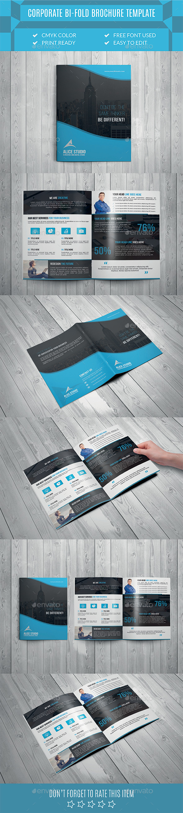 Corporate Bi-Fold Brochure Template - Corporate Brochures