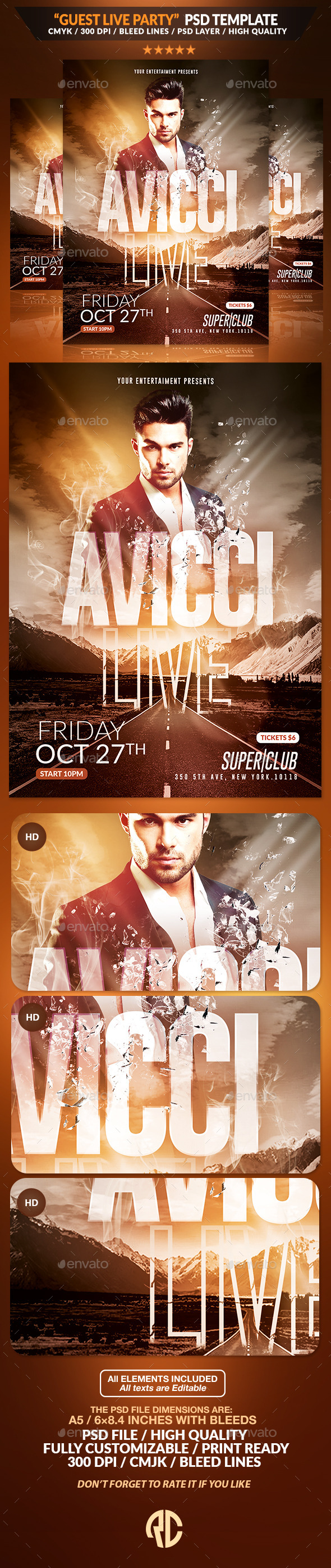 Guest Live Party | Psd Flyer Template - Events Flyers