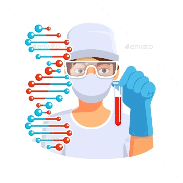 Doctor Holding Test Tube With Blood Dna In Hand - Health/Medicine Conceptual