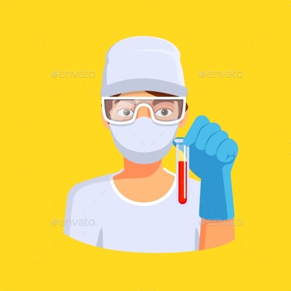 Medical Lab Worker Holding Test Tube With Blood - Health/Medicine Conceptual