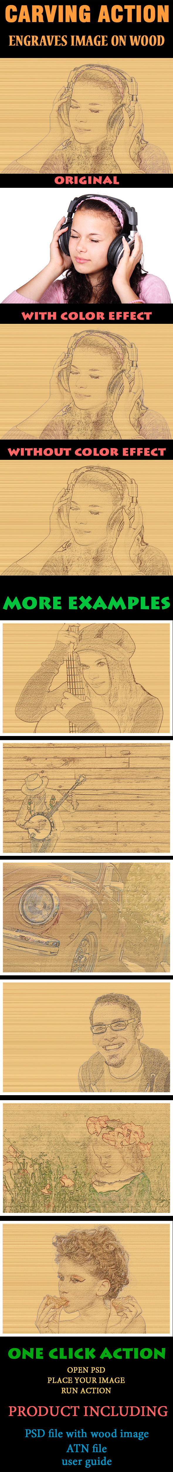 Wood Engraving Effect Action - Photo Effects Actions