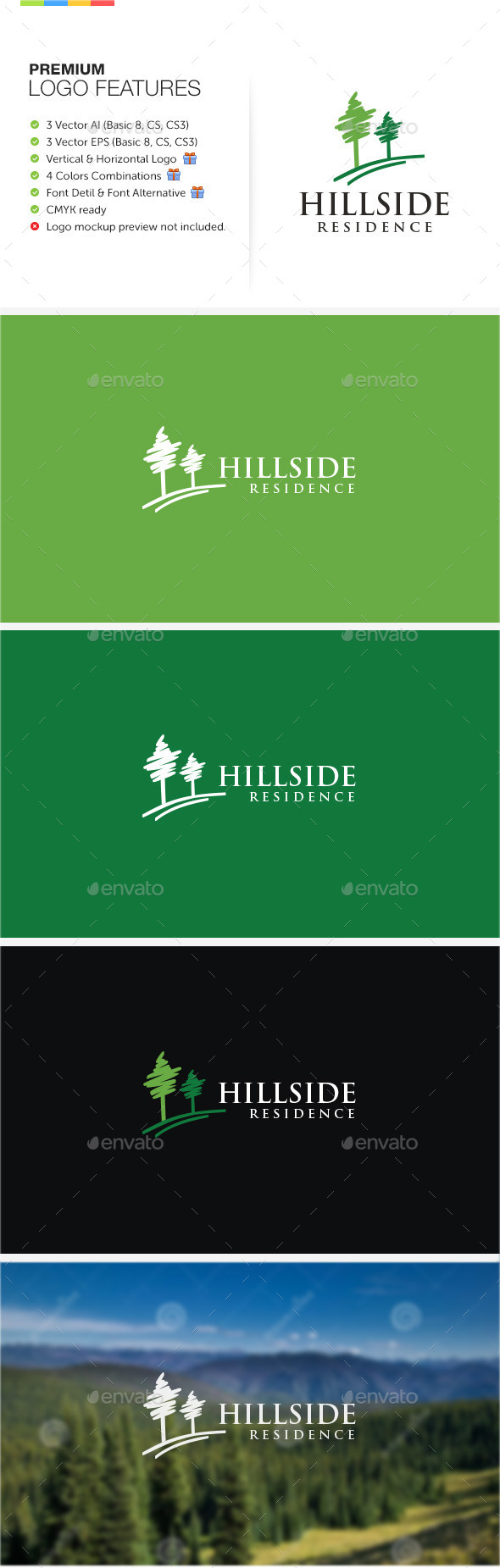 Hillside Residence Logo - Nature Logo Templates