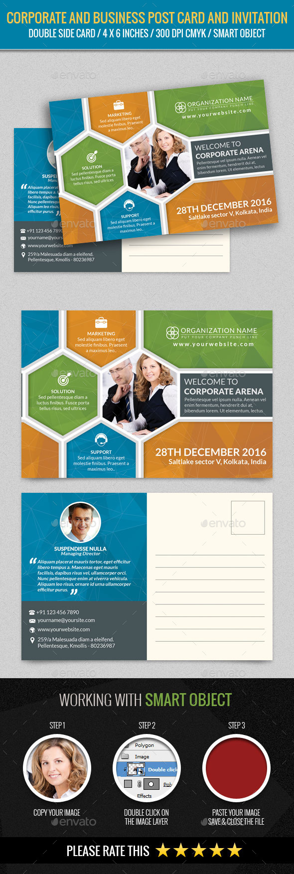 Corporate and Business Post Card Template - Cards & Invites Print Templates