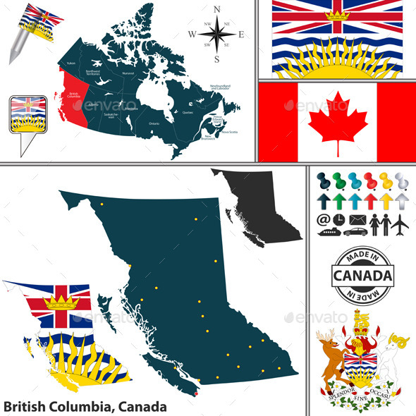 Map of British Columbia, Canada - Travel Conceptual