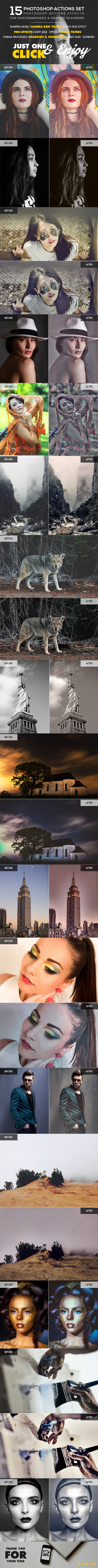 15 Photoshop Actions SET - Photo Effects Actions