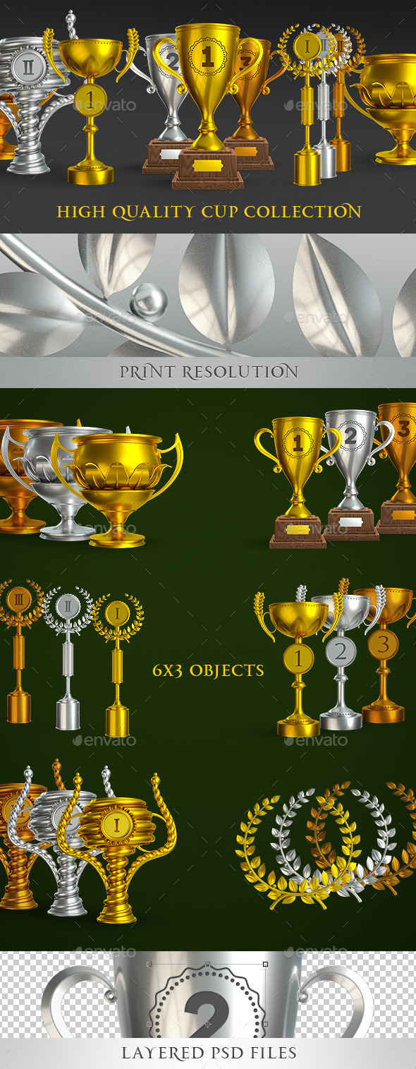 Collection Of Sports Trophies To The Winners - Objects 3D Renders