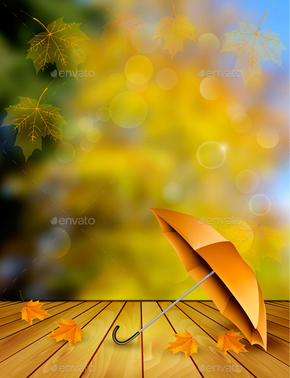 Autumn Sale Background With An Umbrella Vector - Seasons Nature