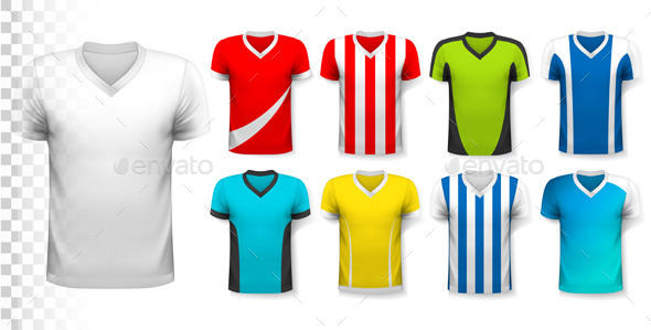 Collection Of Various Soccer Jerseys Vector - Sports/Activity Conceptual