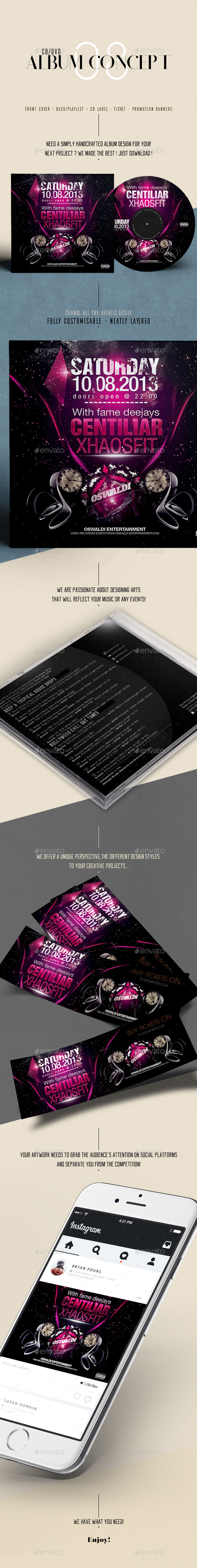 Album Concept with Extras - CD & DVD Artwork Print Templates