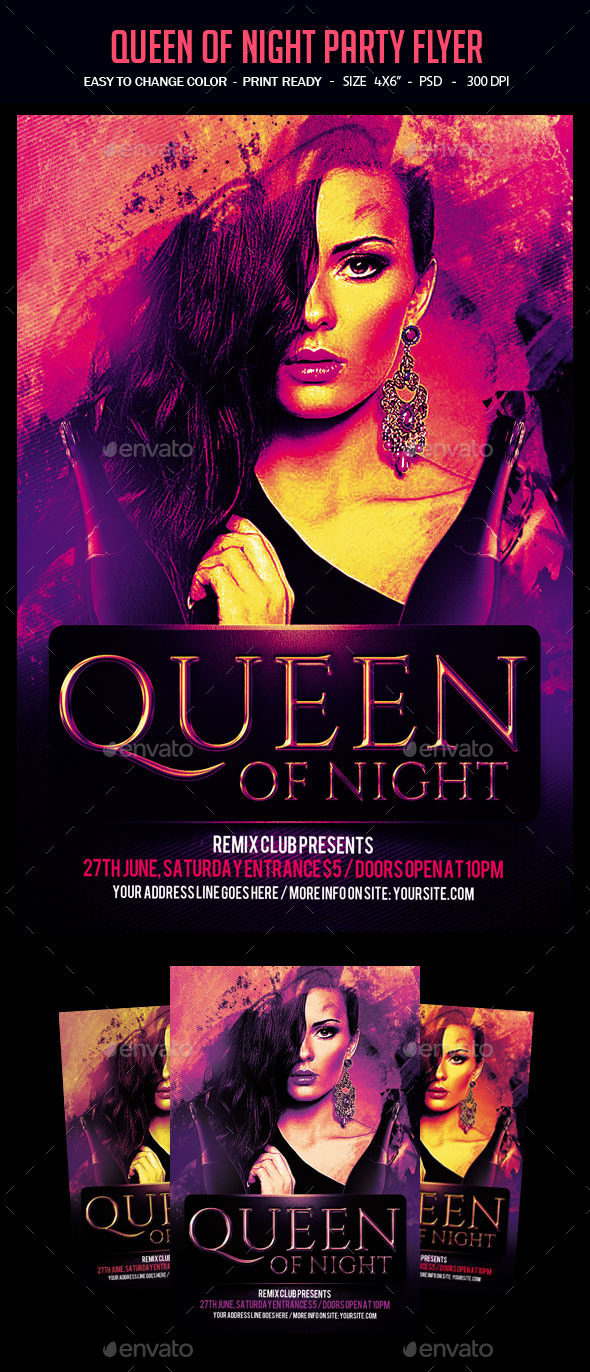 Queen Of Night Party Flyer - Clubs & Parties Events