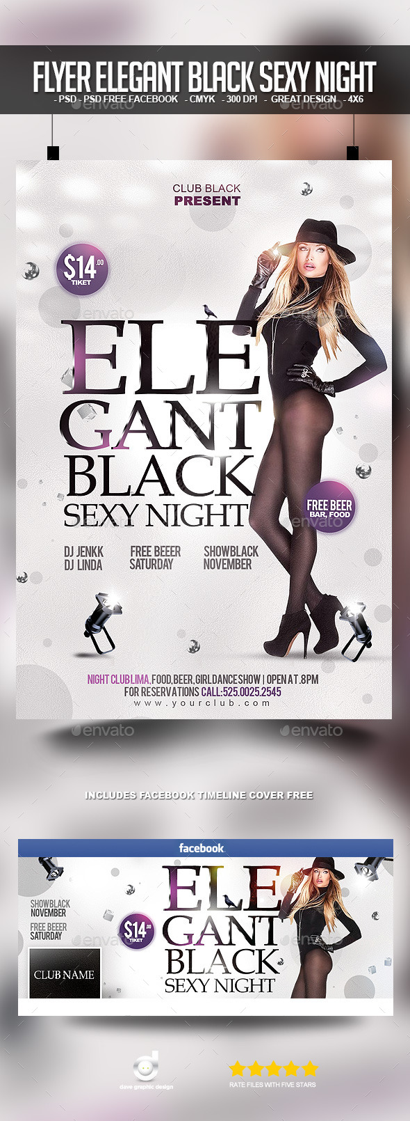 Flyer Elegant Black Sexy Night - Clubs & Parties Events