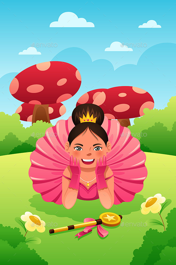 Girl Wearing Tutu and Crown - People Characters