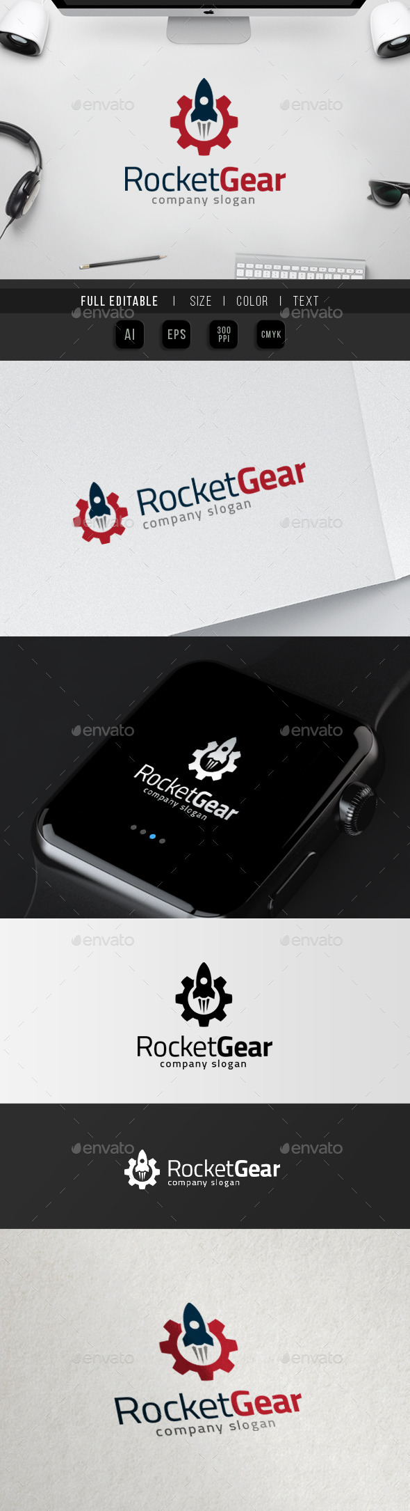Rocket Gear - Startup Launch Logo - Objects Logo Templates