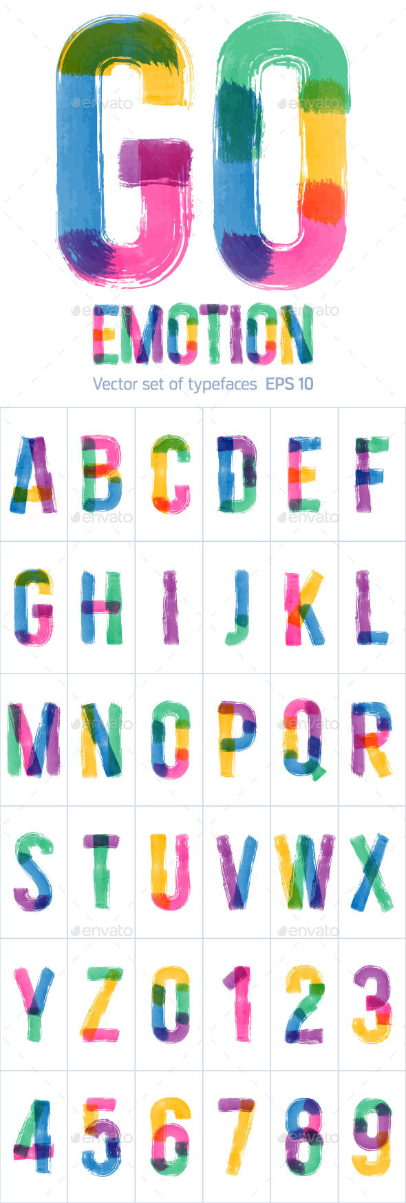 Vector Set of Colorful Brush Font - Decorative Symbols Decorative