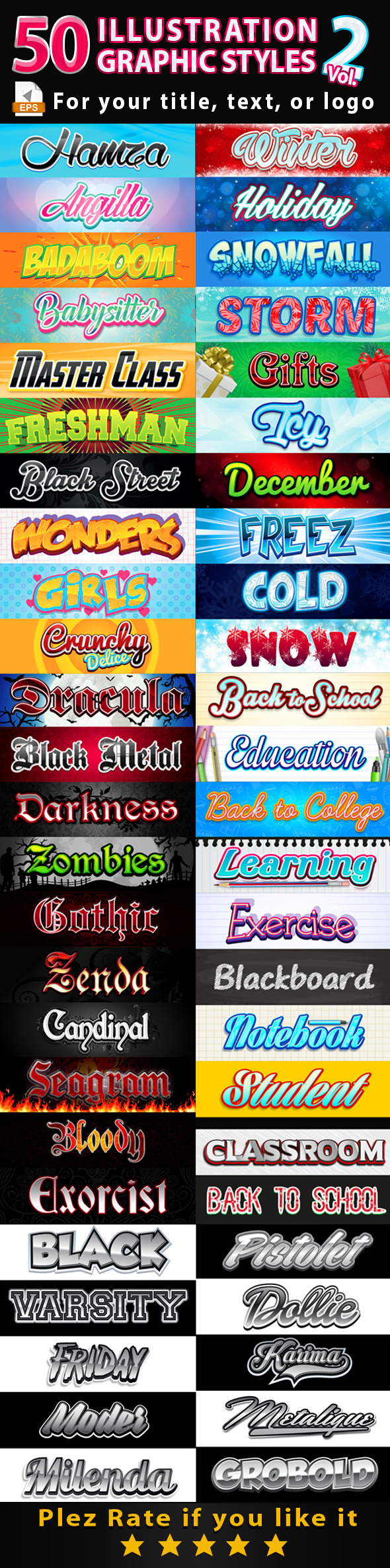 50 Illustrator Graphic Styles Vol.2 - Styles Illustrator