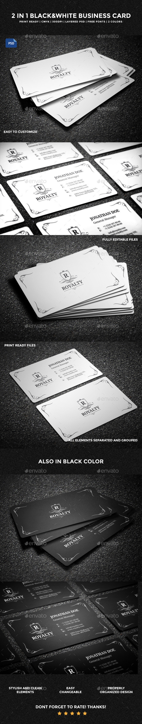 2 in 1 Black & White Business Card 58 2 in 1 Black & White Business Card 58