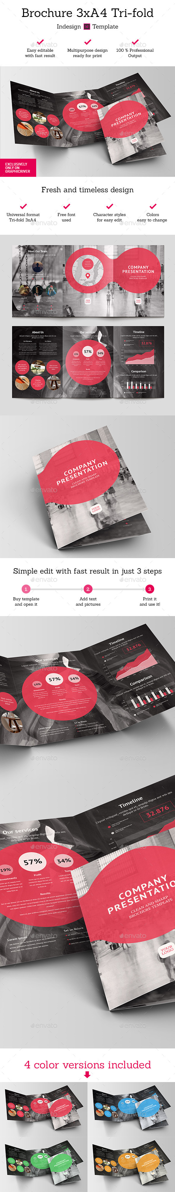 Brochure 3xA4 Tri-fold Indesign Template Set - Brochures Print Templates