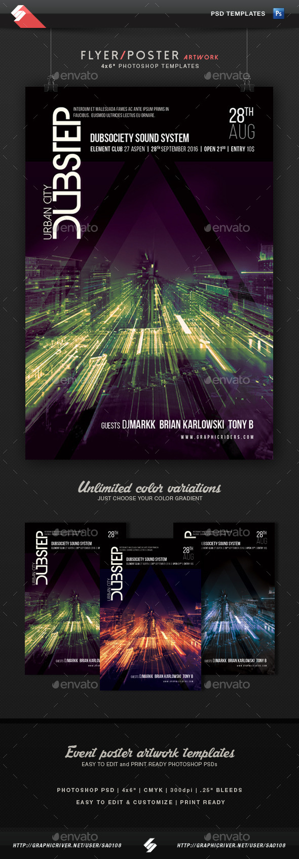 Urban City Dubstep - Party Flyer Template - Clubs & Parties Events