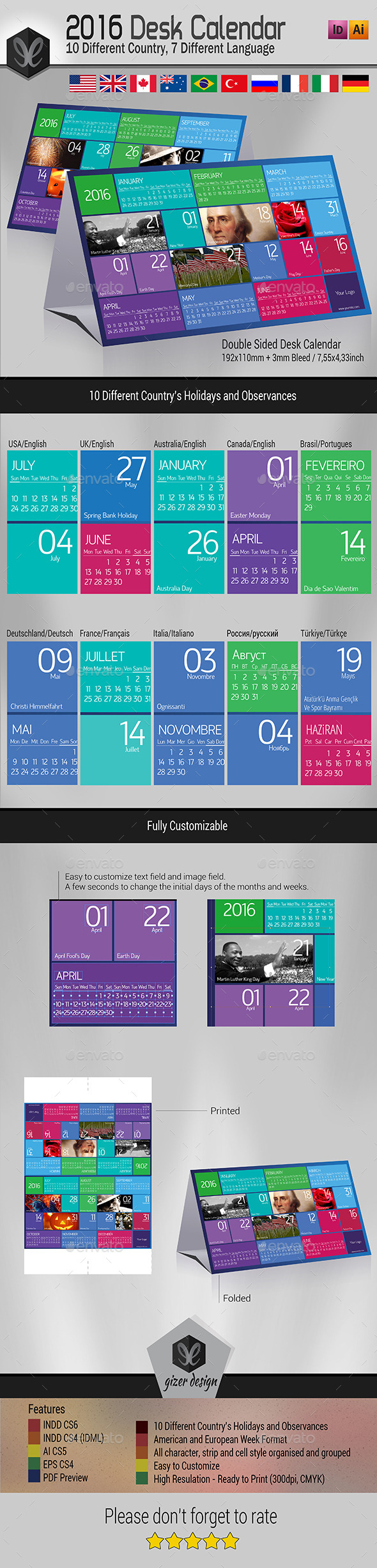 Desk Calendar 2016 - Metro - Calendars Stationery