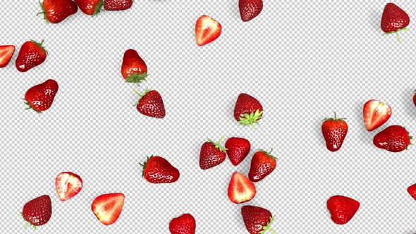 Strawberries Falling To The Surface