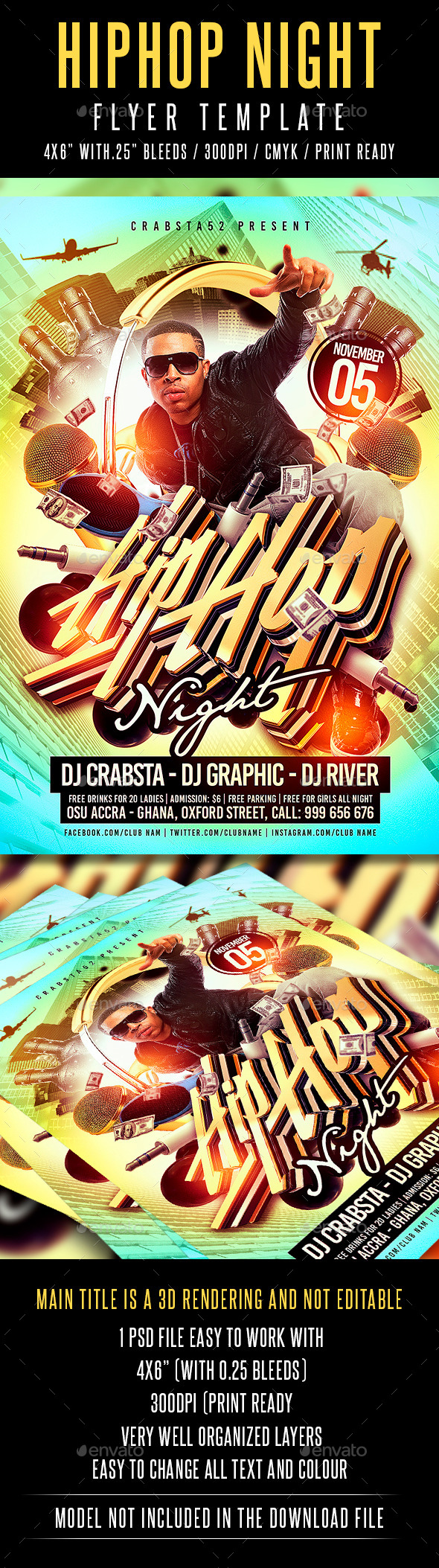 Hip Hop Night Flyer Template - Flyers Print Templates