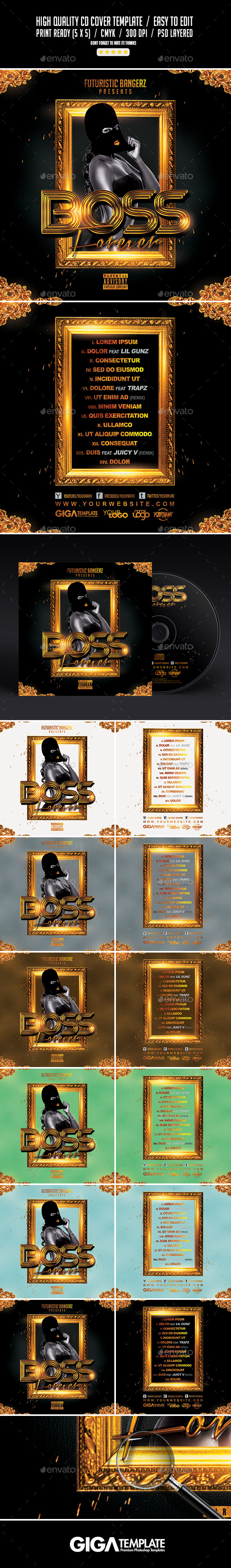 Boss Forever | Mixtape Tape Album Cover Template - CD & DVD Artwork Print Templates