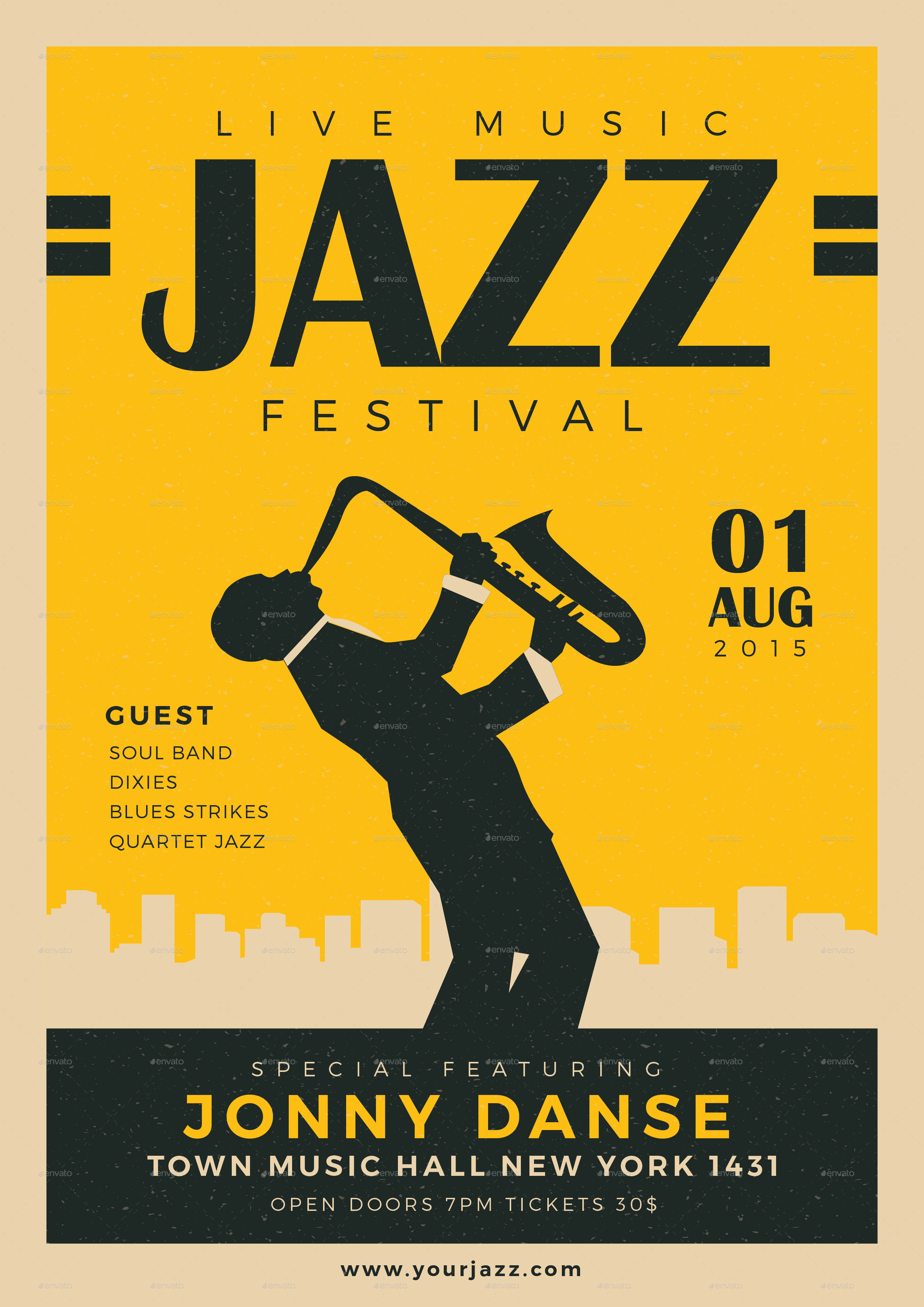 old jazz festival flyer by guuver graphicriver yellow flyer