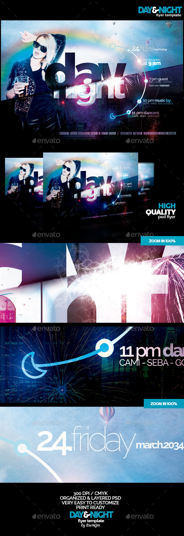 Day & Night Flyer Template - Clubs & Parties Events