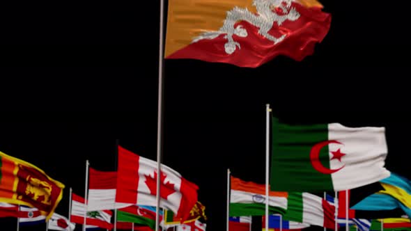 bhutan Flag With World Flags In Alpha Channel