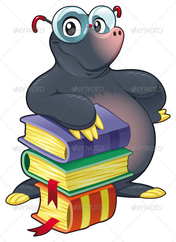 Mole With Books - Animals Characters