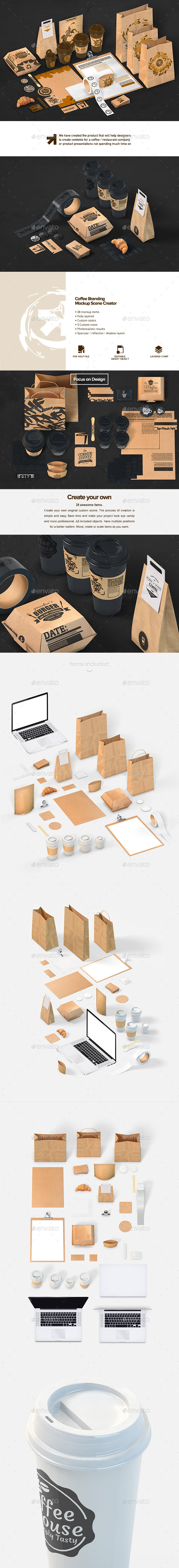 Coffee Cafe Branding Identity Mockup - Stationery Print