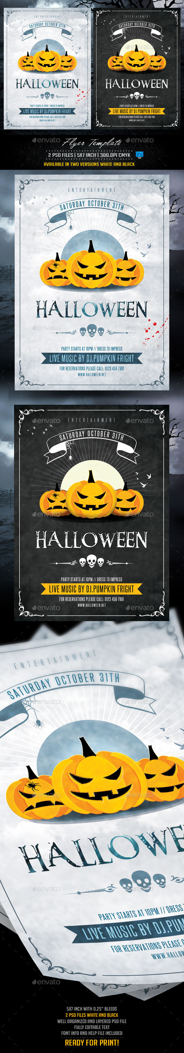 Halloween Flyer Template White and Black - Holidays Events