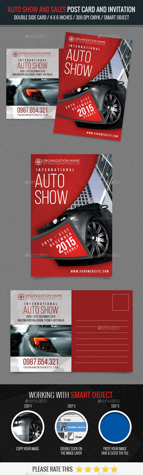 Auto Show and Sales Post Card Template - Cards & Invites Print Templates