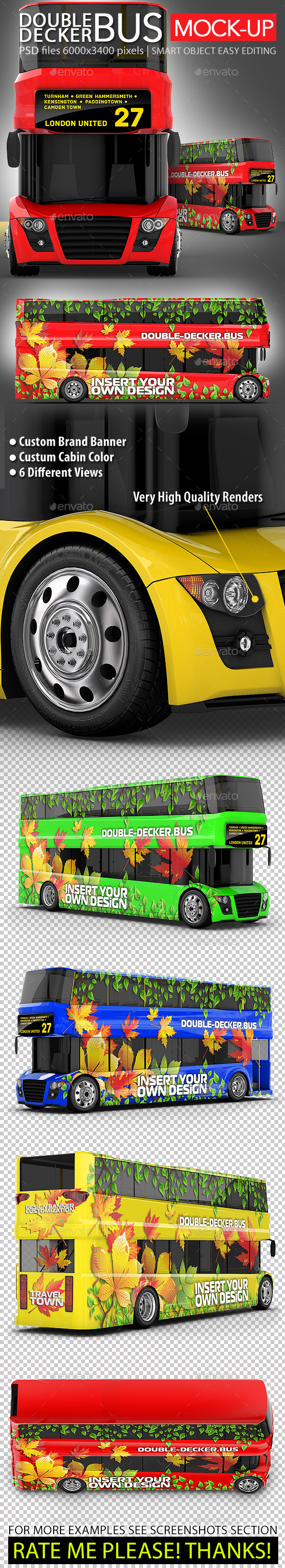 Red Double-Decker Bus Mock-up Red Double-Decker Bus Mock-up