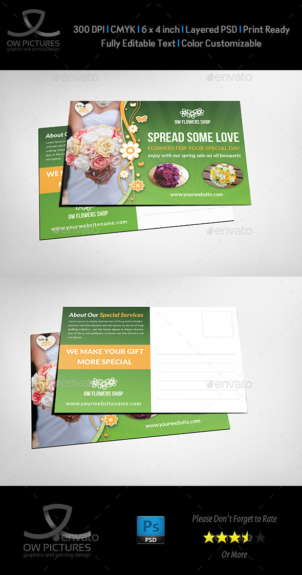 Flower Shop Postcard Template Flower Shop Postcard Template