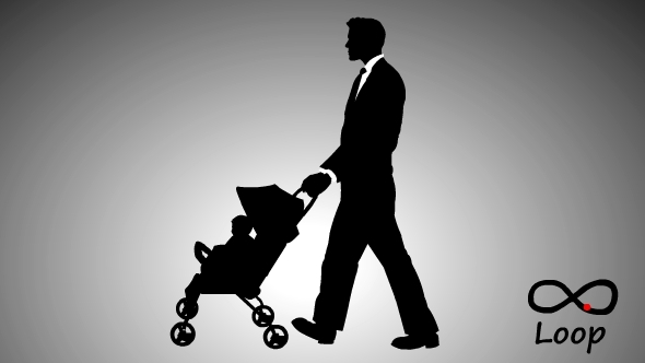 Dad Pushing Baby Cart Dad Pushing Baby Cart