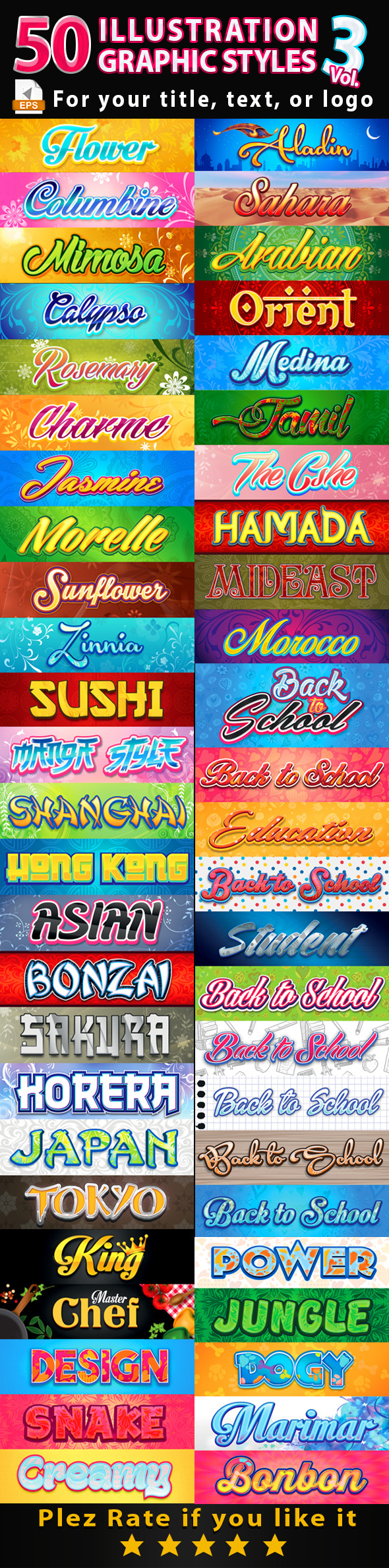 50 Illustrator Graphic Styles Vol.3 Bundle - Styles Illustrator
