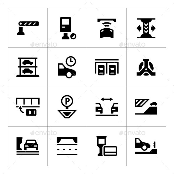 Set Icons of Parking - Man-made objects Objects